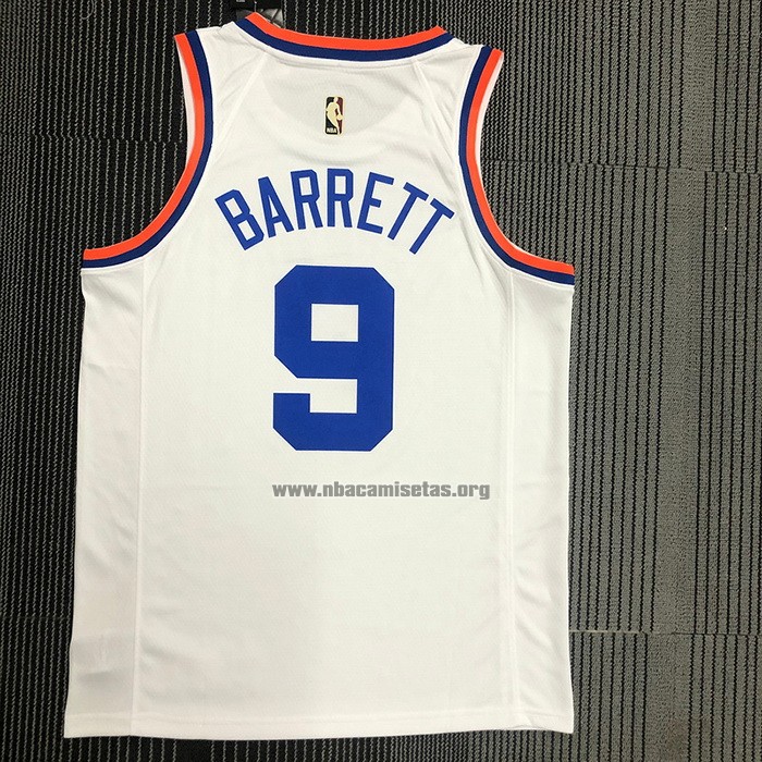Camiseta New York Knicks RJ Barrett NO 9 75th Anniversary Blanco